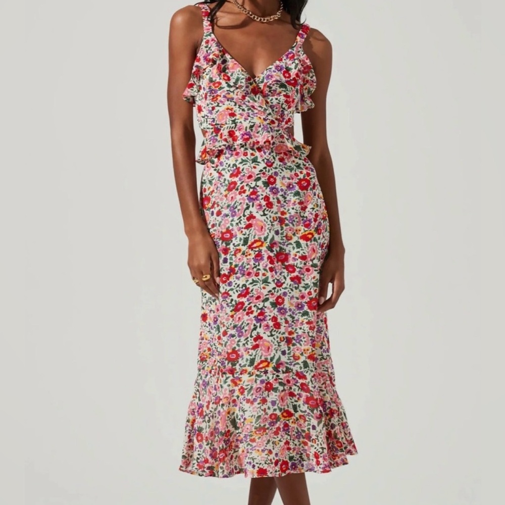 ASTR The Label Wild Cut Out MIDI Dress Size Large